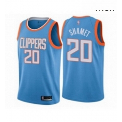 Mens Los Angeles Clippers 20 Landry Shamet Authentic Blue Basketball Jersey City Edition 