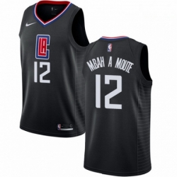 Mens Nike Los Angeles Clippers 12 Luc Mbah a Moute Swingman Black NBA Jersey Statement Edition 
