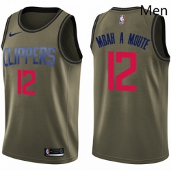 Mens Nike Los Angeles Clippers 12 Luc Mbah a Moute Swingman Green Salute to Service NBA Jersey 