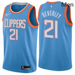 Mens Nike Los Angeles Clippers 21 Patrick Beverley Authentic Blue NBA Jersey City Edition 