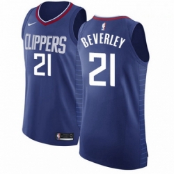 Mens Nike Los Angeles Clippers 21 Patrick Beverley Authentic Blue Road NBA Jersey Icon Edition 