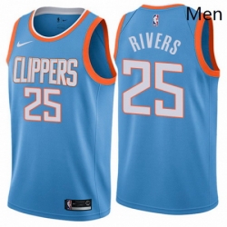 Mens Nike Los Angeles Clippers 25 Austin Rivers Authentic Blue NBA Jersey City Edition