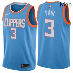 Mens Nike Los Angeles Clippers 3 Chris Paul Authentic Blue NBA Jersey City Edition 