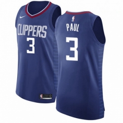 Mens Nike Los Angeles Clippers 3 Chris Paul Authentic Blue Road NBA Jersey Icon Edition 