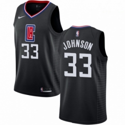 Mens Nike Los Angeles Clippers 33 Wesley Johnson Authentic Black Alternate NBA Jersey Statement Edition
