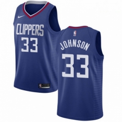 Mens Nike Los Angeles Clippers 33 Wesley Johnson Swingman Blue Road NBA Jersey Icon Edition