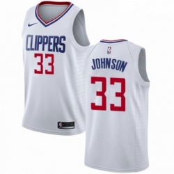 Mens Nike Los Angeles Clippers 33 Wesley Johnson Swingman White NBA Jersey Association Edition