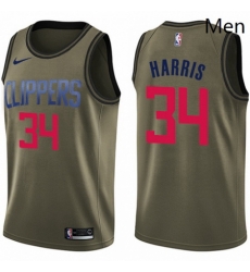 Mens Nike Los Angeles Clippers 34 Tobias Harris Swingman Green Salute to Service NBA Jersey 