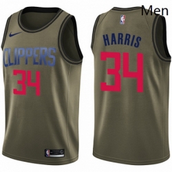 Mens Nike Los Angeles Clippers 34 Tobias Harris Swingman Green Salute to Service NBA Jersey 