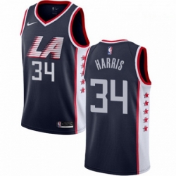 Mens Nike Los Angeles Clippers 34 Tobias Harris Swingman Navy Blue NBA Jersey City Edition 