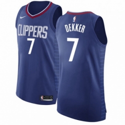 Mens Nike Los Angeles Clippers 7 Sam Dekker Authentic Blue Road NBA Jersey Icon Edition 
