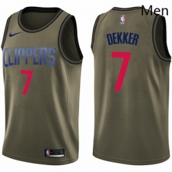 Mens Nike Los Angeles Clippers 7 Sam Dekker Swingman Green Salute to Service NBA Jersey 