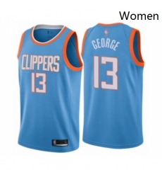 Womens Los Angeles Clippers 13 Paul George Swingman Blue Basketball Jersey City Edition 