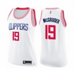 Womens Los Angeles Clippers 19 Rodney McGruder Swingman White Pink Fashion Basketball Jersey 