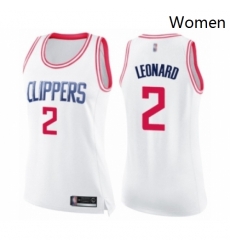 Womens Los Angeles Clippers 2 Kawhi Leonard Swingman White Pink Fashion Basketball Jersey 