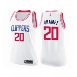 Womens Los Angeles Clippers 20 Landry Shamet Swingman White Pink Fashion Basketball Jersey 
