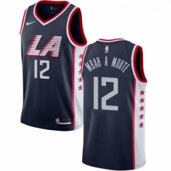 Womens Nike Los Angeles Clippers 12 Luc Mbah a Moute Swingman Navy Blue NBA Jersey City Edition 
