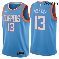 Womens Nike Los Angeles Clippers 13 Marcin Gortat Swingman Blue NBA Jersey City Edition 