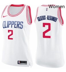 Womens Nike Los Angeles Clippers 2 Shai Gilgeous Alexander Swingman White Pink Fashion NBA Jersey 