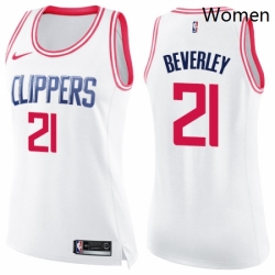 Womens Nike Los Angeles Clippers 21 Patrick Beverley Swingman WhitePink Fashion NBA Jersey 