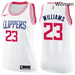 Womens Nike Los Angeles Clippers 23 Louis Williams Swingman WhitePink Fashion NBA Jersey 