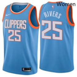 Womens Nike Los Angeles Clippers 25 Austin Rivers Swingman Blue NBA Jersey City Edition