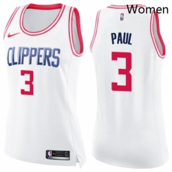 Womens Nike Los Angeles Clippers 3 Chris Paul Swingman WhitePink Fashion NBA Jersey 