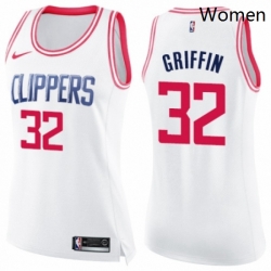 Womens Nike Los Angeles Clippers 32 Blake Griffin Swingman White Pink Fashion NBA Jersey