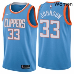 Womens Nike Los Angeles Clippers 33 Wesley Johnson Swingman Blue NBA Jersey City Edition