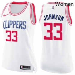 Womens Nike Los Angeles Clippers 33 Wesley Johnson Swingman WhitePink Fashion NBA Jersey