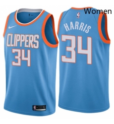 Womens Nike Los Angeles Clippers 34 Tobias Harris Swingman Blue NBA Jersey City Edition 