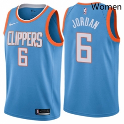 Womens Nike Los Angeles Clippers 6 DeAndre Jordan Swingman Blue NBA Jersey City Edition