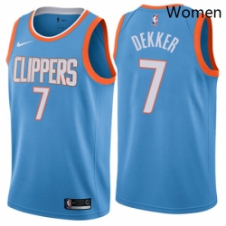 Womens Nike Los Angeles Clippers 7 Sam Dekker Swingman Blue NBA Jersey City Edition 