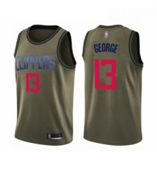 Youth Los Angeles Clippers 13 Paul George Swingman Green Salute to Service Basketball Jersey 