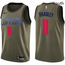Youth Nike Los Angeles Clippers 11 Avery Bradley Swingman Green Salute to Service NBA Jersey 