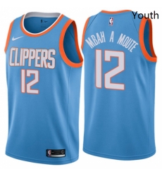 Youth Nike Los Angeles Clippers 12 Luc Mbah a Moute Swingman Blue NBA Jersey City Edition 