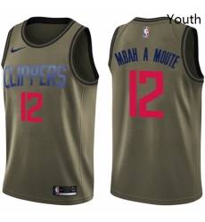 Youth Nike Los Angeles Clippers 12 Luc Mbah a Moute Swingman Green Salute to Service NBA Jersey 