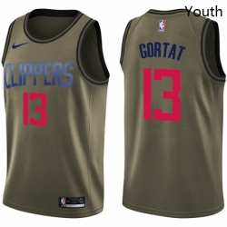 Youth Nike Los Angeles Clippers 13 Marcin Gortat Swingman Green Salute to Service NBA Jersey 