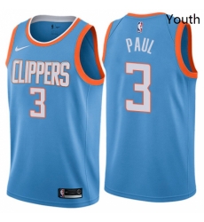 Youth Nike Los Angeles Clippers 3 Chris Paul Swingman Blue NBA Jersey City Edition 