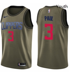 Youth Nike Los Angeles Clippers 3 Chris Paul Swingman Green Salute to Service NBA Jersey 