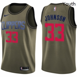 Youth Nike Los Angeles Clippers 33 Wesley Johnson Swingman Green Salute to Service NBA Jersey