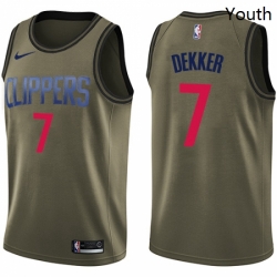 Youth Nike Los Angeles Clippers 7 Sam Dekker Swingman Green Salute to Service NBA Jersey 