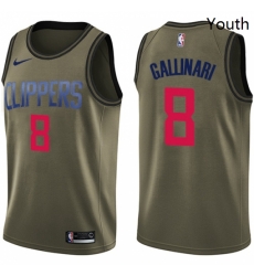 Youth Nike Los Angeles Clippers 8 Danilo Gallinari Swingman Green Salute to Service NBA Jersey 