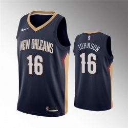 Men New Orleans Pelicans 16 James Johnson Navy Icon Edition Stitched Jersey