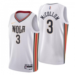 Men New Orleans Pelicans 3 C J  McCollum 2021 22 White City Edition 75th Anniversary Stitched Jerse