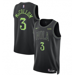 Men New Orleans Pelicans 3 C J  McCollum Black City Edition Stitched Basketball Jersey