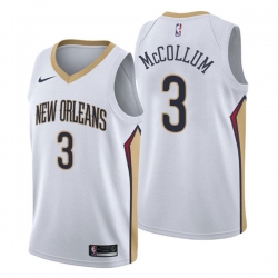 Men New Orleans Pelicans 3 C J  McCollum White Association Edition Stitched Jerse