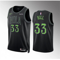 Men New Orleans Pelicans 33 Malcolm Hill Black City Edition Stitched Basketball Jersey