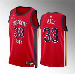 Men New Orleans Pelicans 33 Malcolm Hill Red 2022 23 Statement Edition Stitched Basketball Jersey