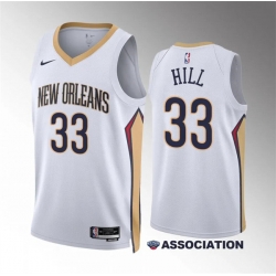 Men New Orleans Pelicans 33 Malcolm Hill White Association Edition Stitched Basketball Jersey